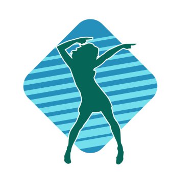 Hareketli bir kadın dansçının silueti. Dans eden zayıf bir kadının silueti..