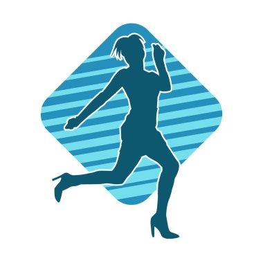 Hareketli bir kadın dansçının silueti. Dans eden zayıf bir kadının silueti..