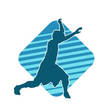 Hareket halindeki bir erkek dansçının silueti. Dans eden zayıf bir adamın silueti..