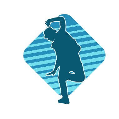 Hareket halindeki bir erkek dansçının silueti. Dans eden zayıf bir adamın silueti..