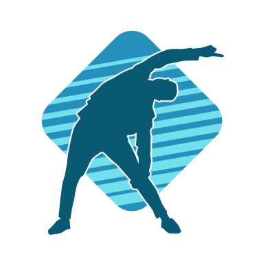 Hareket halindeki bir erkek dansçının silueti. Dans eden zayıf bir adamın silueti..