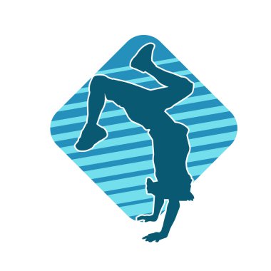 Poz veren kadın dansçının silueti. Dans eden bir kadının silueti..