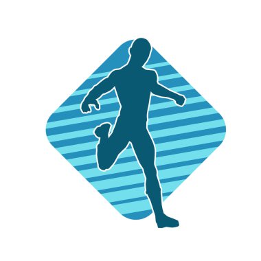 Koşu pozisyonundaki bir adamın silüeti. Siluet erkek koşusu pozu.