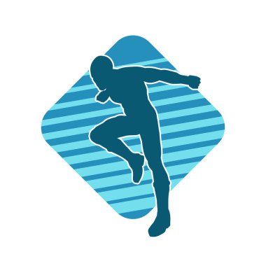 Koşu pozisyonundaki bir adamın silüeti. Siluet erkek koşusu pozu.