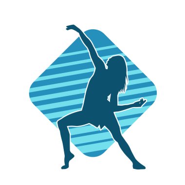 Hareketli bir kadın dansçının silueti. Dans eden zayıf bir kadının silueti..