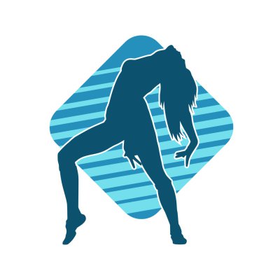 Hareketli bir kadın dansçının silueti. Dans eden zayıf bir kadının silueti..