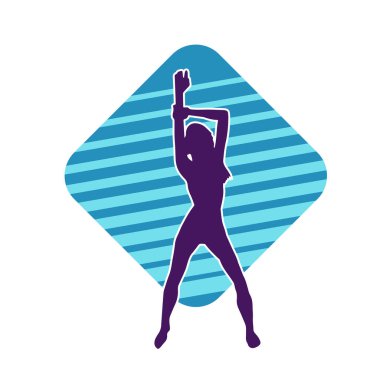 Hareketli bir kadın dansçının silueti. Dans eden zayıf bir kadının silueti..