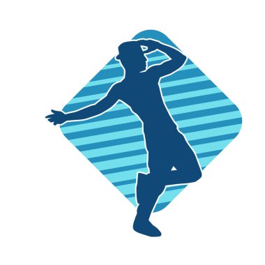 Hareket halindeki bir erkek dansçının silueti. Dans eden zayıf bir adamın silueti..