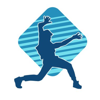 Hareket halindeki bir erkek dansçının silueti. Dans eden zayıf bir adamın silueti..