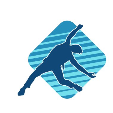 Hareket halindeki bir erkek dansçının silueti. Dans eden zayıf bir adamın silueti..