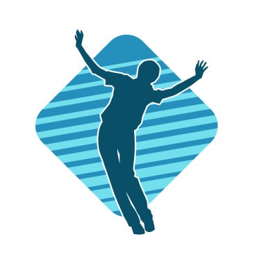 Hareketli bir kadın dansçının silueti. Dans eden zayıf bir kadının silueti..