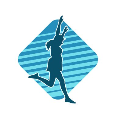 Hareketli bir kadın dansçının silueti. Dans eden zayıf bir kadının silueti..