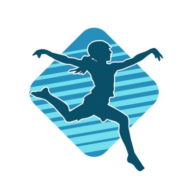 Hareketli bir kadın balerin silueti. Dans eden balerin kızın silueti..