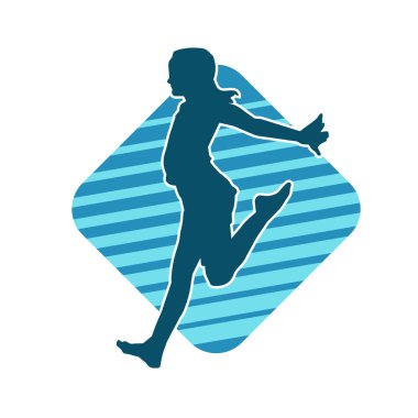 Hareketli bir kadın balerin silueti. Dans eden balerin kızın silueti..