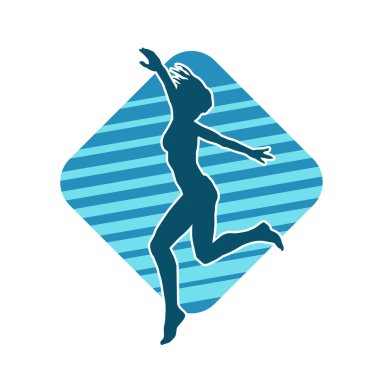 Hareketli bir kadın balerin silueti. Dans eden balerin kızın silueti..