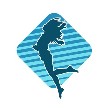 Hareketli bir kadın balerin silueti. Dans eden balerin kızın silueti..