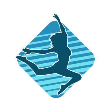 Hareketli bir kadın balerin silueti. Dans eden balerin kızın silueti..