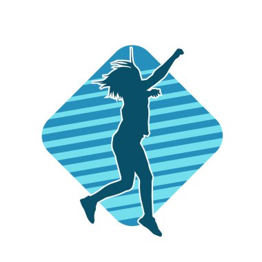 Hareketli bir kadın dansçının silueti. Dans eden zayıf bir kadının silueti..