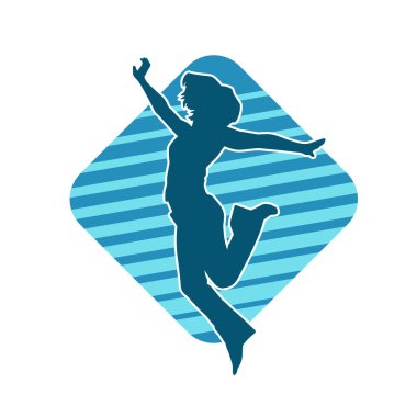 Hareketli bir kadın dansçının silueti. Dans eden zayıf bir kadının silueti..