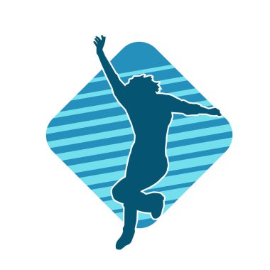 Hareketli bir kadın dansçının silueti. Dans eden zayıf bir kadının silueti..