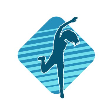 Hareketli bir kadın dansçının silueti. Dans eden zayıf bir kadının silueti..