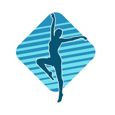 Hareketli bir kadın balerin silueti. Dans eden balerin kızın silueti..