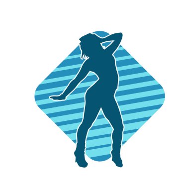 Dar kıyafetli genç, zayıf bir kadın modelin silueti. Dişi poziyonunda zayıf bir kadının silueti..