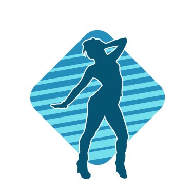 Dar kıyafetli genç, zayıf bir kadın modelin silueti. Dişi poziyonunda zayıf bir kadının silueti..