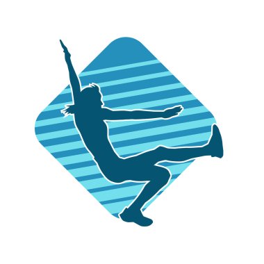 Hareketli bir kadın dansçının silueti. Dans eden zayıf bir kadının silueti..