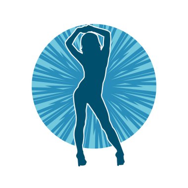 Dar kıyafetli genç, zayıf bir kadın modelin silueti. Dişi poziyonunda zayıf bir kadının silueti..