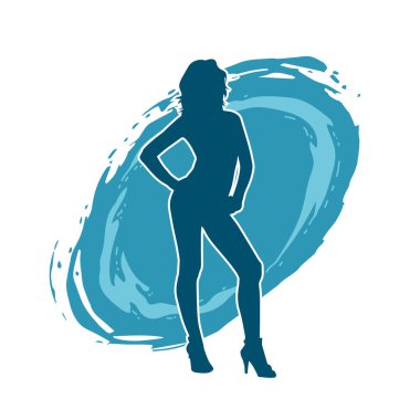 Dar kıyafetli genç, zayıf bir kadın modelin silueti. Dişi poziyonunda zayıf bir kadının silueti..