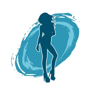 Dar kıyafetli genç, zayıf bir kadın modelin silueti. Dişi poziyonunda zayıf bir kadının silueti..