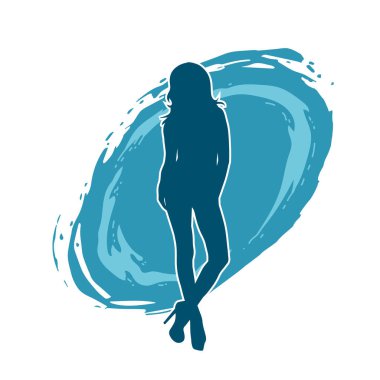 Dar kıyafetli genç, zayıf bir kadın modelin silueti. Dişi poziyonunda zayıf bir kadının silueti..