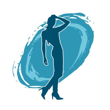 Dar kıyafetli genç, zayıf bir kadın modelin silueti. Dişi poziyonunda zayıf bir kadının silueti..