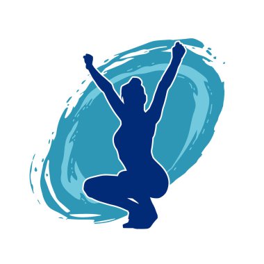 Hareketli bir kadın dansçının silueti. Dans eden zayıf bir kadının silueti..