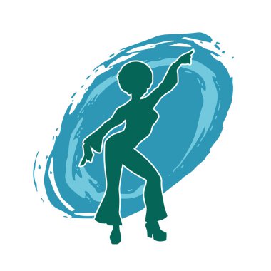 Hareketli bir kadın dansçının silueti. Dans eden zayıf bir kadının silueti..