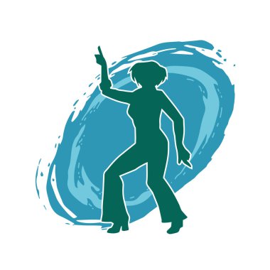 Hareketli bir kadın dansçının silueti. Dans eden zayıf bir kadının silueti..