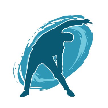 Hareket halindeki bir erkek dansçının silueti. Dans eden zayıf bir adamın silueti..