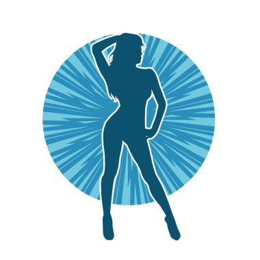 Dar kıyafetli genç, zayıf bir kadın modelin silueti. Dişi poziyonunda zayıf bir kadının silueti..