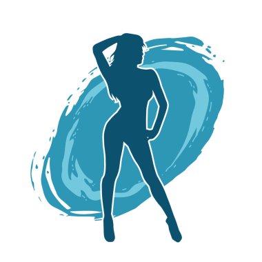 Dar kıyafetli genç, zayıf bir kadın modelin silueti. Dişi poziyonunda zayıf bir kadının silueti..