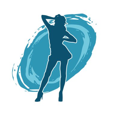 Dar kıyafetli genç, zayıf bir kadın modelin silueti. Dişi poziyonunda zayıf bir kadının silueti..