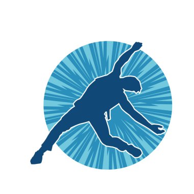 Dans eden bir adamın silueti. Erkek dansçı silueti poz veriyor..