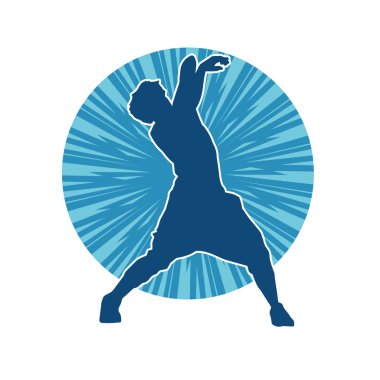 Dans eden bir adamın silueti. Erkek dansçı silueti poz veriyor..