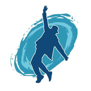 Dans eden bir adamın silueti. Erkek dansçı silueti poz veriyor..