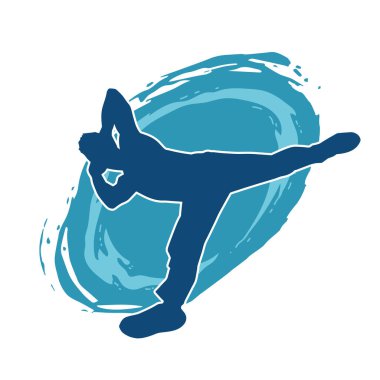 Dans eden bir adamın silueti. Erkek dansçı silueti poz veriyor..