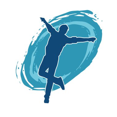 Dans eden bir adamın silueti. Erkek dansçı silueti poz veriyor..