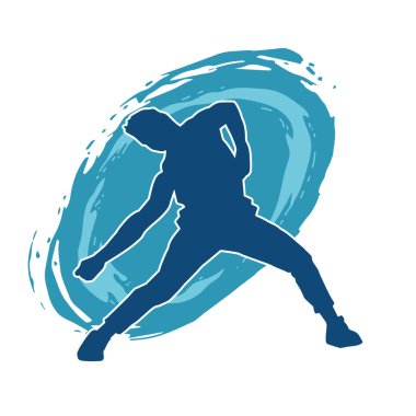 Dans eden bir adamın silueti. Erkek dansçı silueti poz veriyor..