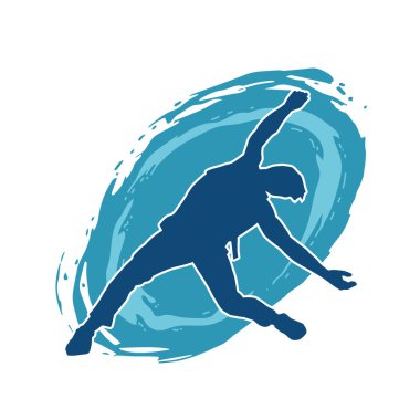 Dans eden bir adamın silueti. Erkek dansçı silueti poz veriyor..