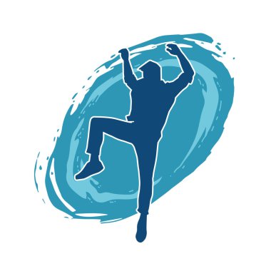 Dans eden bir adamın silueti. Erkek dansçı silueti poz veriyor..