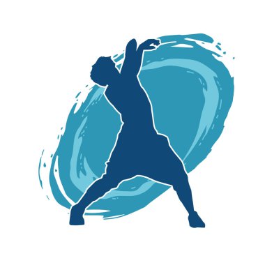 Dans eden bir adamın silueti. Erkek dansçı silueti poz veriyor..